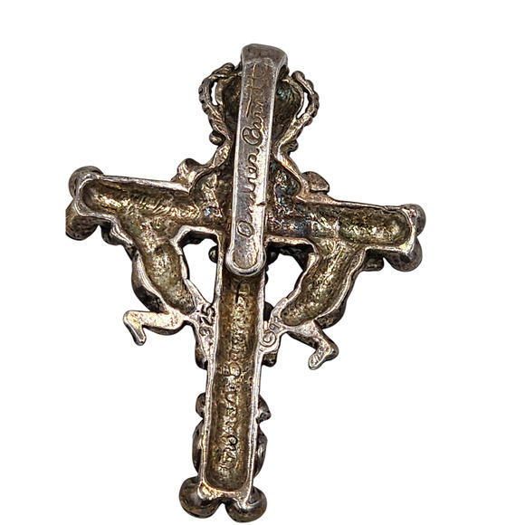 Andrea Barnett Cross Pendant Cherubim Sterling Silver Vintage Religious Jewelry - Picture 9 of 11